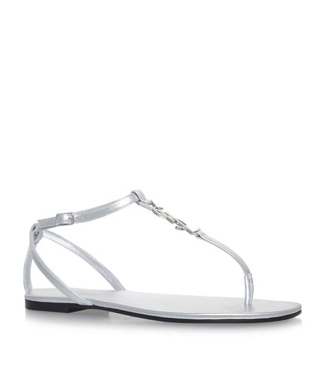 silver ysl sandals